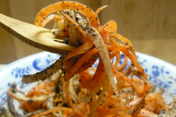 Mrkvovo-jablečné nudle s mákem